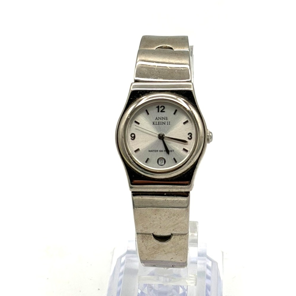 Anne Klein II Ladies Watch Silver Tone Stainless Steel Date 23mm New Battery